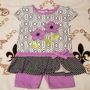 NWOT 2pc Peplum Shirt with Shorts, Size 12 months